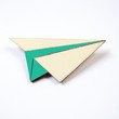 brož - Paper plane - SOLID COLOUR- tyrkysová,vlaštovka - ALIZI DESIGN