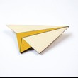 brož - Paper plane - SOLID COLOUR - žlutá,vlaštovka - ALIZI DESIGN